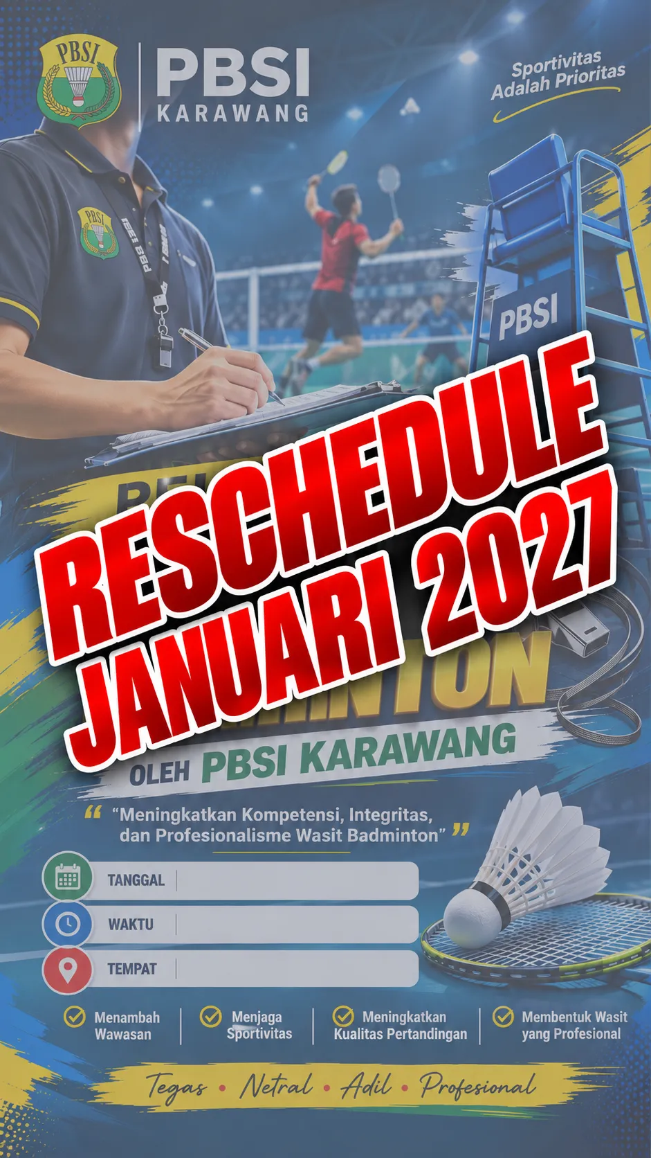 re schedule Pelatihan Wasit